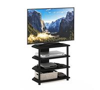 Furinno Econ supporto TV Petite a 4 livelli di facile montaggio, Nero/Nero