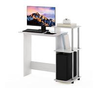 Furinno Efficient Home Laptop Notebook Scrivania per computer, Rovere bianco, Tubi in acciaio inossidabile