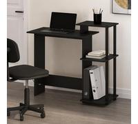 Furinno Efficient - Scrivania per computer da 73 cm, con ripiani laterali, scrivania da gioco con 3 ripiani aperti, scrivania per ufficio domestico, sala studio, dormitorio, camera da letto, Dark