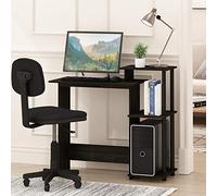 Furinno Efficient - Scrivania per computer da 73 cm, con ripiani laterali, scrivania da gioco con 3 ripiani aperti, scrivania per casa e ufficio, sala studio, dormitorio, camera da letto, caffè nero