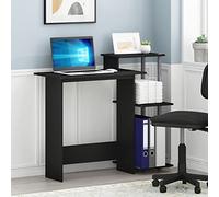 Furinno Efficient - Scrivania per computer da 73 cm, con ripiani laterali, scrivania da gioco con 3 ripiani aperti, scrivania per casa e ufficio, sala studio, dormitorio, camera da letto, colore nero