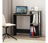 Furinno Efficient - Scrivania per computer da 73 cm, con ripiani laterali, scrivania da gioco con 3 ripiani aperti, scrivania per casa e ufficio, sala studio, dormitorio, camera da letto, rovere