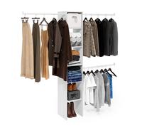 Furinno Fano Scaffale Organizzatore per Abbigliamento e Armadio con 3 Barre Appendiabiti, Bianco