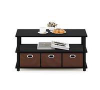 Furinno Frans Turn-N-Tube Tavolino da caffè con contenitore per contenitori, Rovere Nero/Nero/Marrone