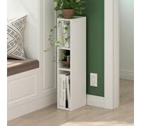 Furinno Fulda, libreria a 3 ripiani stretti, con ripiano largo 15,2 cm, 9,3 x 5,9 x 31,5 cm, per soggiorno, camera da letto, casa, ufficio, bianco