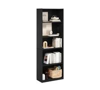 Furinno GEHRY libreria, libreria a 5 livelli, bookcase, con ripiani regolabili, 11.6 x 24.8 x 71.4, per ufficio in casa, soggiorno, legno scuro