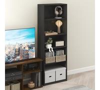Furinno GEHRY Scaffale DVD, Porta CD a 5 Ripiani, Scaffale Multimediale con Ripiani Regolabili, Mobile Porta DVD per CD DVD Dischi, Facile da Montare, Blackwood