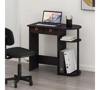 Furinno Go Green, scrivania per computer da 81 cm, marrone, con 2 ripiani laterali e cestini, scrivania rettangolare per casa e ufficio, scrivania da gioco per casa, ufficio, camera da letto, studio