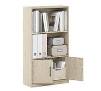 Furinno Gruen Libreria a 3 Ripiani con Scaffali Aperti e 2 Ante, Pino Metropolitano