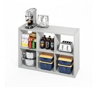 Furinno HERMITE isola da cucina, stoccaggio cucina a 6 cubi, baker’s rack, isola con contenitore, grigio chiaro