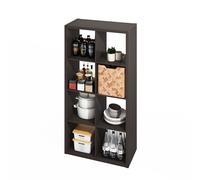Furinno HERMITE isola da cucina, stoccaggio cucina a 8 cubi, baker’s rack, isola con contenitore, rovere nero