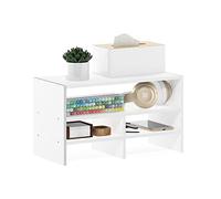 Furinno Hermite Libreria con scaffale organizzativo da scrivania, Bianca