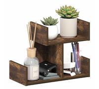 Furinno HERMITE - Organizer da scrivania e accessori, 2 ripiani, a forma di U, scaffale per libri da scrivania, per forniture per ufficio, accessori per scrivania da ufficio, pino ambrato