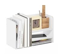 Furinno HERMITE Organizer da scrivania e accessori con portadocumenti, organizzazione ufficio, libreria da scrivania, per forniture per ufficio, accessori per scrivania da ufficio, bianco
