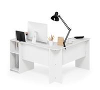 Furinno Indo L-Shape Scrivania per Computer, Legno, Bianco, 125.9 x 135.9 x 72 cm