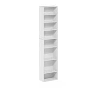 Furinno INDO Scaffale A 8 Ripiani, Multimediale Con Regolabili, Mobile Porta DVD Per CD Blu-Ray E Dischi Di Gioco, Montaggio Facile, Bianco
