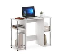 Furinno Jaya Computer Studio Scrivania, Legno ingegnerizzato, Quercia Bianca/Acciaio Inossidabile, 39.50 (D) x 97.51 (W) x 72.59 (H) cm