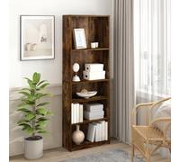 Furinno Jaya - Libreria a 5 ripiani con ripiani regolabili, stile rustico, colore marrone, 9,5 x 24,5 x 71,2 cm, per soggiorno, camera da letto, casa, ufficio, rovere ambrato