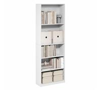 Furinno JAYA Libreria, Libreria a 5 Ripiani con Ripiani Aperti, Libreria da Terra, 24,13 x 62,5 x 180,6 cm, per Ufficio Domestico, Soggiorno, Camera da Letto, Bianco