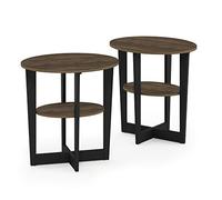 Furinno Jaya Oval Tavolino da caffè, Holz, Columbia Noce/Nero, 2-Pack