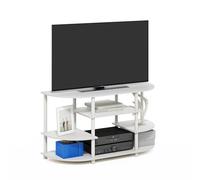Furinno JAYA Porta TV angolare dal design semplice, Bianco/Bianco