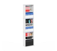 Furinno JAYA Scaffale Per DVD CD Alto E Stretto A 9 Ripiani, Multimediale Con Regolabili, Mobile Porta Blu-Ray E Dischi Di Gioco, Montaggio Facile, Bianco