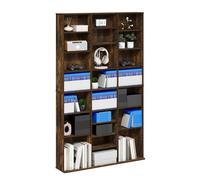 Furinno JAYA Scaffale Per Dvd Cd Largo A 24 Ripiani, Multimediale Con Ripiani Regolabili, Mobile Porta Dvd 8 x 3 Per Cd Blu-Ray E Dischi Di Gioco, Montaggio Facile, Pino Ambra