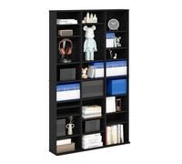 Furinno JAYA Scaffale Per Dvd Cd Largo A 24 Ripiani, Multimediale Con Ripiani Regolabili, Mobile Porta Dvd 8 x 3 Per Cd Blu-Ray E Dischi Di Gioco, Montaggio Facile, Americano