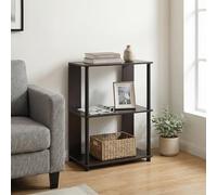 Furinno JAYA Scaffale Portaoggetti a 3 ripiani, Libreria Nera aperta per Organizzazione e Conservazione, per Soggiorno, Ufficio Domestico, Camera da Letto, Noce Nero