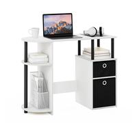 Furinno JAYA Scrivania da studio per computer semplicistica con cassetti per contenitori, Rovere Bianco, tubi in acciaio inossidabile