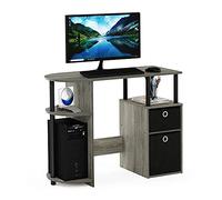 Furinno JAYA Scrivania da studio per computer semplicistica con cassetti per contenitori, Rovere Francese/Nero