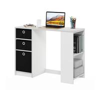 Furinno JAYA scrivania moderna per studio computer, Bianco/Nero