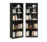 Furinno Jaya - Set di 2 librerie a 5 ripiani, con ripiano regolabile, 9,5 x 24,5 x 71 cm, per casa, ufficio, soggiorno, caffè