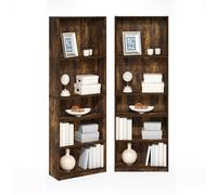 Furinno Jaya - Set di 2 scaffali a 5 ripiani, con ripiano regolabile, 24,13 x 62,23 x 180,85 cm, per casa, ufficio, soggiorno, pino ambrato