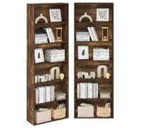 Furinno Jaya - Set di 2 scaffali a 6 ripiani, libreria, 24,1 x 62,51 x 180,49 cm, per casa, ufficio, soggiorno, pino ambrato