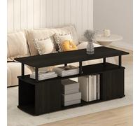 Furinno JAYA Tavolino da caffè, tavolino da caffè moderno rettangolare con ripiano aperto, tavolino laterale con vano laterale, per soggiorno, camera da letto, ufficio di casa, Nero