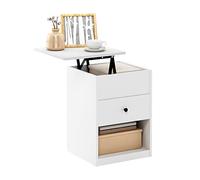 Furinno Jensen Lift Top Comodino, Legno ingegnerizzato, Bianco Solido, 45.01 (D) x 45.01 (W) x 59.51 (H) cm