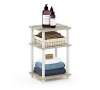 Furinno Just 3-livello Turn-N-Tube Tavolino con 3 ripiani, Legno, Beige (Sonoma Oak/Bianco), 29.21 x 34.04 x 57.91 cm