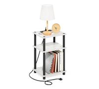 Furinno Just 3-Tier Turn-N-Tube USB e Type-C Charging Port End Table con contenitore aperto, 29,9 x 21,4 x 17,5 cm (larghezza x altezza x profondità), marmo bianco/nero