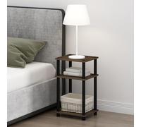 Furinno JUST Comodino, comodino Turn-N-Tube a 3 livelli, comodino senza attrezzi, tavolino da salotto, tavolino laterale con vano aperto per camera da letto, soggiorno, Noce Columbia