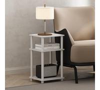 Furinno JUST Comodino, comodino Turn-N-Tube a 3 livelli, comodino senza attrezzi, tavolino da salotto, tavolino laterale con vano aperto per camera da letto, soggiorno, Bianco