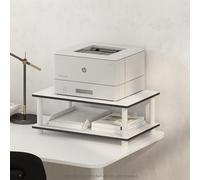 Furinno JUST Supporto Stampante con Vano Contenitore, Supporto Stampante a 2 Ripiani da Posizionare Sotto la Scrivania, Tavolino per Stampante, per CPU, Forniture per Ufficio, Home Office, Bianco