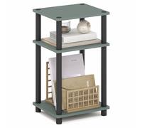 Furinno JUST tavolino laterale, tavolino a 3 ripiani, comodino con ripiani aperti, tavolino da letto, montaggio facile, per soggiorno, camera da letto, verde salvia