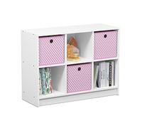 Furinno Libreria Basic 3 x 2 con Scomparti, Bianco / Rosa