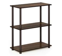 Furinno Libreria Bassa a 3 ripiani Walnut/Brown Tubi tondi