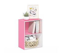 Furinno Luder Libreria a 2 ripiani aperti, rosa/bianco