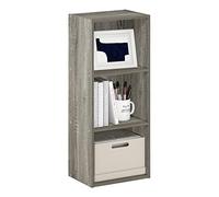 Furinno Luder, libreria a 3 cubi, con ripiani aperti, 23,6 x 30,5 x 80 cm, per soggiorno, camera da letto, casa, ufficio, rovere grigio