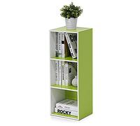 Furinno Luder Libreria a 3 ripiani aperti, Bianco/verde