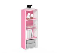 Furinno Luder Libreria a 4 ripiani aperti, rosa/bianco
