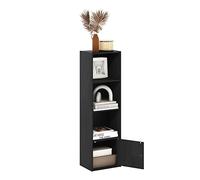 Furinno Luder - Libreria a 4 ripiani con 1 anta in legno nero